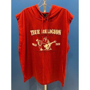 True Religion Red Hooded Tank Top XL Cotton